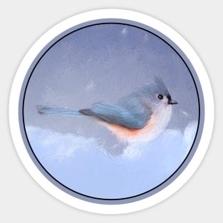 Tufted Titmouse Painting - Cute Original Bird Art Sticker